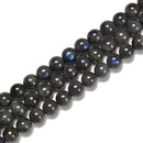 Natural Black Labradorite Smooth Round Beads Size 7mm 8mm 15.5'' Strand