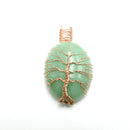 green aventurine tree pendant copper wire wrap oval