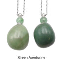 Natural Stone Essential Oil Necklace Off-Round Perfume Bottle & Silver Chain