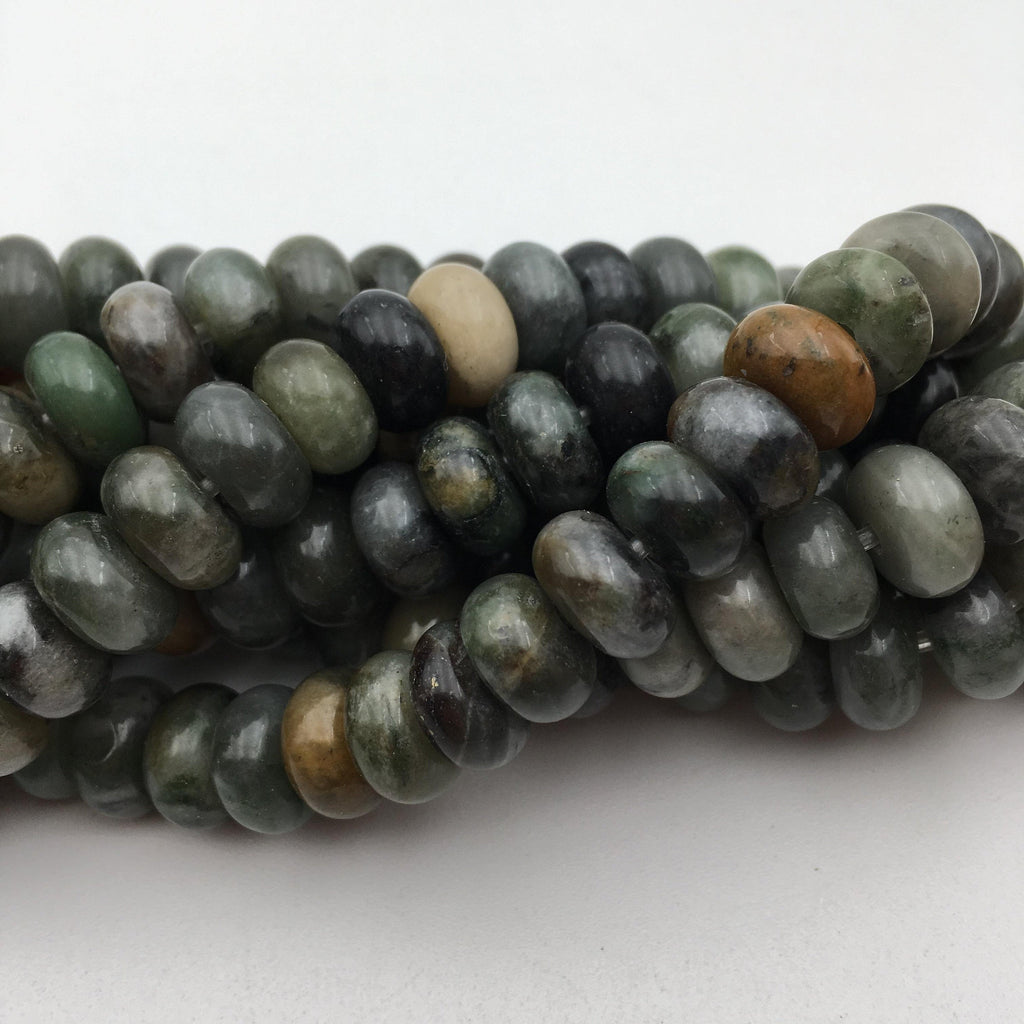 5x8mm Dark Green Jade Rondelle Beads