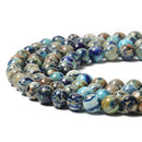 Dark Sky Blue Sea Sediment Jasper Smooth Round Beads 6mm 8mm 10mm 15.5'' Strand