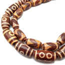 Red Antique Tibetan Dzi Agate Barrel Drum Beads 12x24mm 15x33mm 15.5" Strand