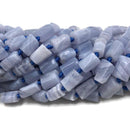 blue lace agate faceted cylinder tube beads