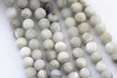 white agate matte round beads