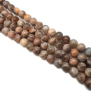 Dark Multi-Color Peach Moonstone Smooth Round Beads 5mm 8mm 10-14mm 15.5" Strand