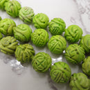 green turquoise hand carved round beads
