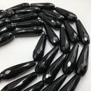 black onyx faceted teardrop beads