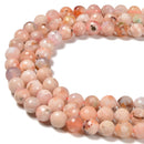 Natural Cherry Flower Sakura Agate Faceted Round Beads 8mm 10mm 15.5'' Strand
