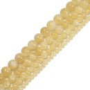 Natural Yellow Selenite Smooth Round Beads Size 4mm 6mm 8mm 10mm 15.5" Strand