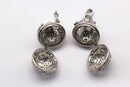 silver metal oil diffuser flower pendant round