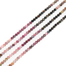 Natural Gradient Multi Color Tourmaline Faceted Round 3.5mm 4.5mm 15.5'' Strand