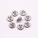 silver plated micro pave zircon flat wheel charm