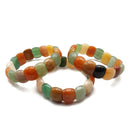 Multi Jade Double Drill Bracelet Round Rectangle Shape 13x16mm Length 7.5"