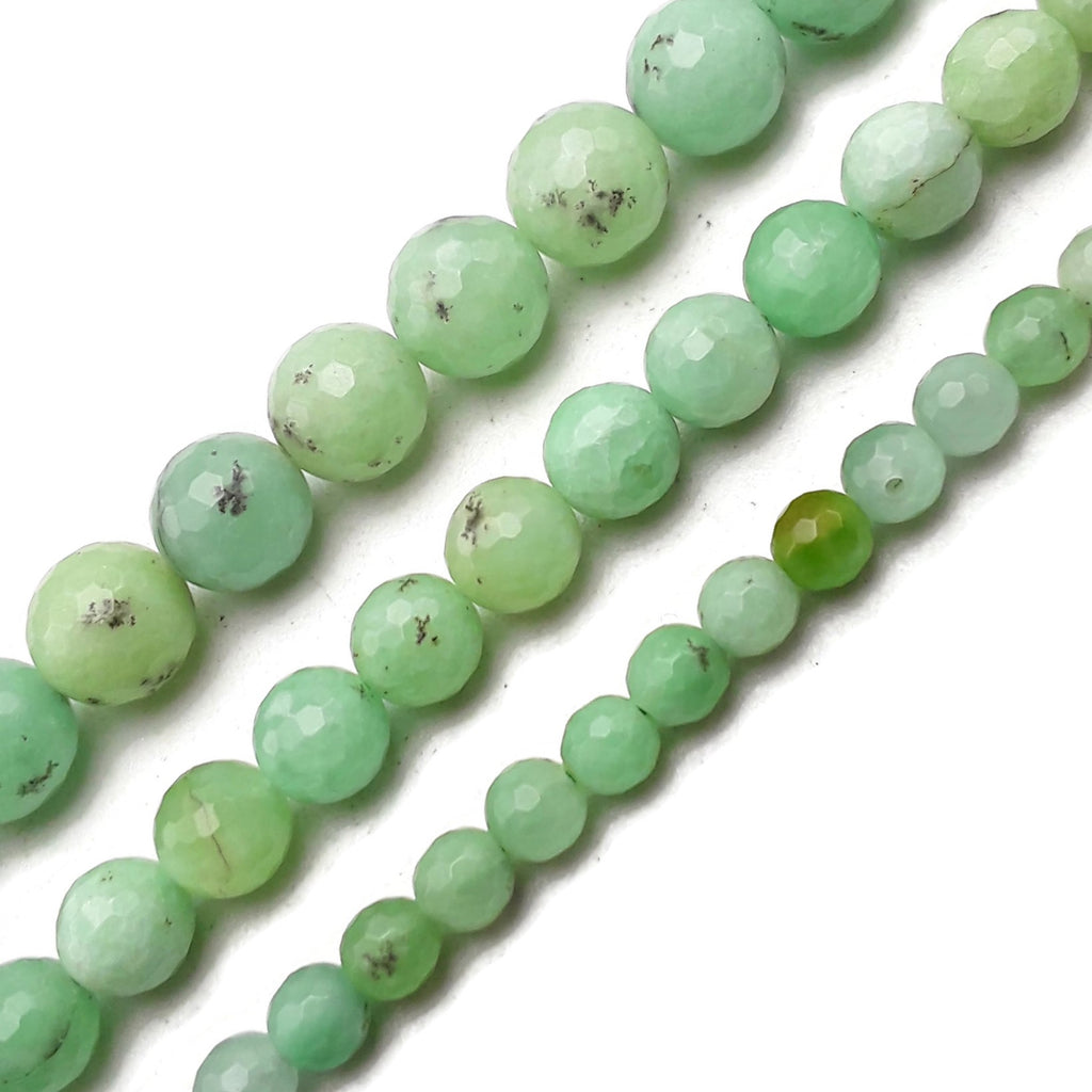 Natural Green Jadeite Jade Faceted Round Beads 4mm 6mm 8mm 10mm