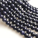 blue sandstone smooth round beads