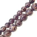 large hole dark purple sea sediment jasper smooth round beads