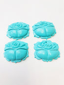 blue magnesite hand carved rose pendant
