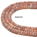 Peach Moonstone Electroplated AB Faceted Rondelle Size 4x6mm 5x8mm 15.5''Strand