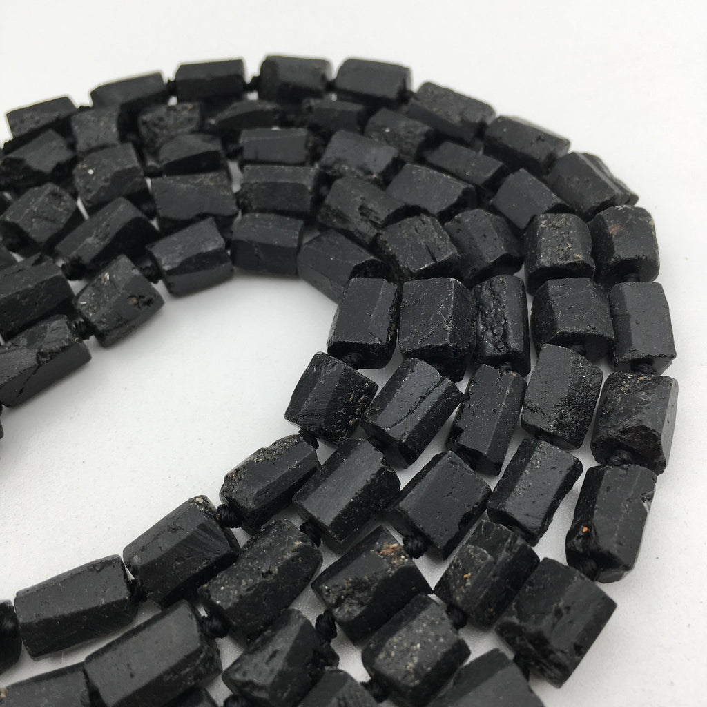 Natural Black Tourmaline Rough Faceted Tube Beads Size 8-9x10-13mm 15. –  CRC Beads
