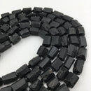 natural black tourmaline rough faceted tube beads