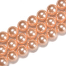 Peach Shell Pearl Smooth Round Beads 4mm 6mm 8mm 10mm 15.5" Strand