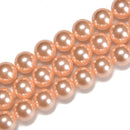 Peach Shell Pearl Smooth Round Beads 4mm 6mm 8mm 10mm 15.5" Strand