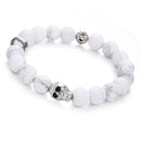 howlite bracelet silver skull matte round