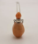 Orange Aventurine Hexahedron Shape Perfume Bottle Necklace & Silver Chain17x34mm