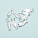 925 Sterling Silver Fish Charm Pendant Size 5x16mm 4pcs per Bag