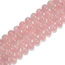Pink Madagascar Rose Quartz Smooth Round Size 6-6.5mm 8-8.5mm 10mm 15.5'' Strand