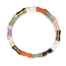 Multi Gemstones Double Drill Bamboo Shape Bracelet Size 12x15mm Length 7.5"
