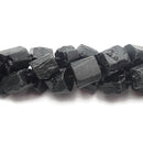 Natural Black Tourmaline Rough Faceted Tube Beads Approx 16x18mm 15.5" Strand