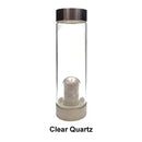 03 - Crystal Infused Healing Glass Water Bottle Gemstone Chips 9" Tall Amethyst, Tiger Eye, Quartz, Aventurine, Citrine, Lapis