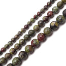 Green Dragon Blood Jasper Hard Cut Faceted Round Beads 6mm 8mm 10mm 15.5'' Strand