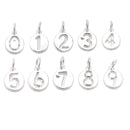 925 Sterling Silver Number Zero to Nine Pendant Charm Size10mm Sold 3Pcs Per Bag