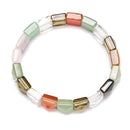 Mixed Quartz Double Drill Bracelet Square Shape Beads Size 10mm 7.5" Length