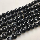 large hole black Striped agate smooth round beads