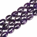 Natural Amethyst Smooth Oval Beads Size 8x12mm 10x14mm 12x16mm 15.5'' Strand