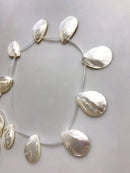 white mop shell smooth flat teardrop beads