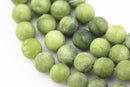 natural green jade matte round beads