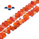 red Striped agate carnelian flat teardrop side hole beads