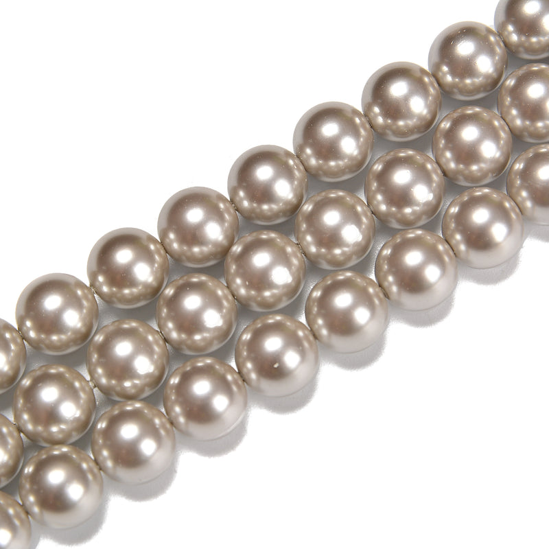 Silver Shell Pearl Smooth Round Beads 4mm 6mm 8mm 10mm 15.5" Strand