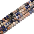 Natural Multi Color Sodalite Faceted Rondelle Beads Size 6x8mm 15.5'' Strand