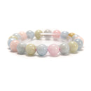 Natural Morganite Smooth Round Beaded Bracelet Size 8mm 10mm 7.5'' Length