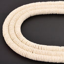 Cream White Lava Rock Stone Heishi Rondelle Discs Beads 2x4mm 2x6mm 2x8mm 15.5" Strand