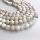 2.0mm Hole White Agate Smooth Round Beads 8mm 15.5" Strand