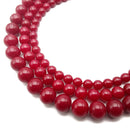 Ruby Red Dyed Jade Smooth Round Beads 4mm 6mm 8mm 10mm 15.5" Strand