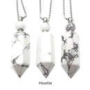 Natural Stone Essential Oil Necklace Perfume Bottle Faceted Points & Silver Chain