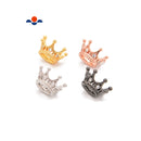 Large Hole Clear Cubic Zirconia Micro Pave Crown Charm Beads 7x11mm 5PCS/Bag