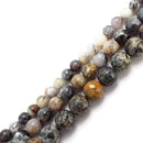 dendritic brown opal smooth round beads